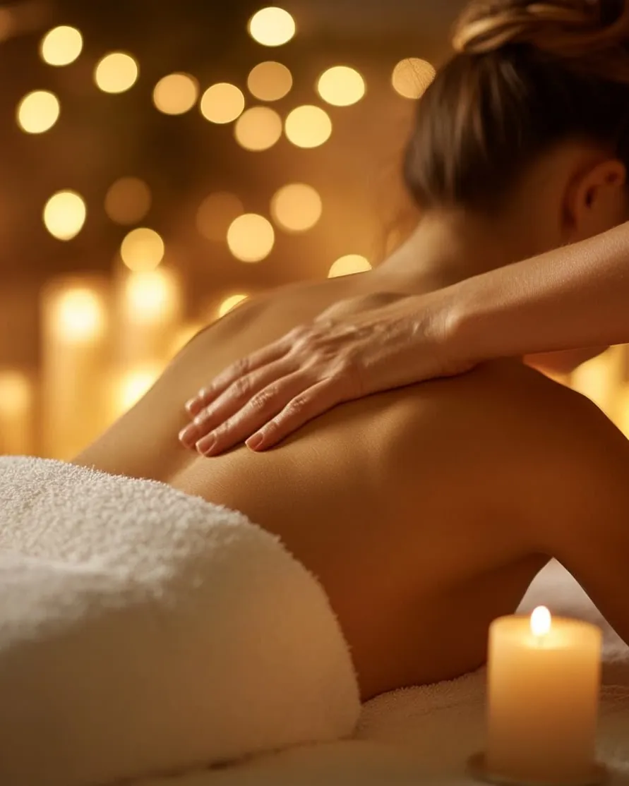 Rückenmassage bei Kerzenlicht